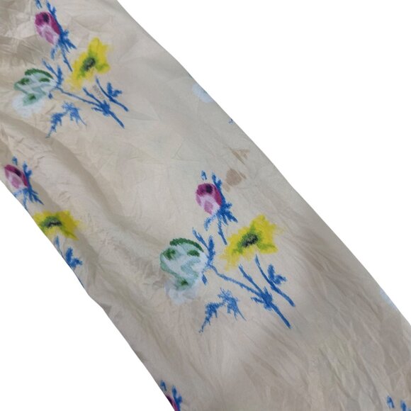 Ganni Floral Crinkled Satin Off-Shoulder Slit Maxi Dress Bell Sleeves Size 36 - Picture 10 of 16